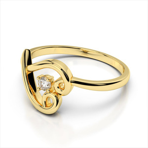 Anillo de Corazón Calado para Mujer con Piedra Central, Joyería de Moda para Uso Diario - Product Image 3