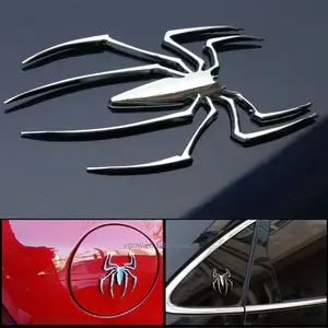 Adesivo de carro amazon ebay, adesivo 3d de metal universal, em forma de aranha, cromado, 3d