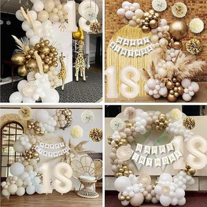 Décorations pour 18e <span class=keywords><strong>anniversaire</strong></span>, ballons blancs et dorés, bannière d'<span class=keywords><strong>anniversaire</strong></span>, décoration de gâteau, pompons en papier, garçons, filles, 18 ans - Product Image 4