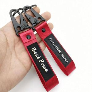 LLavero de correa de muñeca de motocicleta personalizado al por mayor boca de águila gancho de metal cuero poliéster cordón llavero corto promocional - Product Image 4