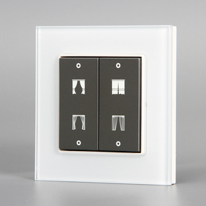 Interrupteur de sortie pour rideau, cadre en verre trempé blanc et <span class=keywords><strong>gris</strong></span> central en plastique avec deux boutons de remplacement - Product Image 2