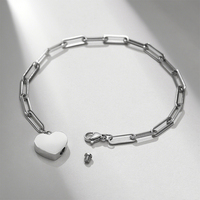 Bracelet en acier inoxydable 316L avec breloque cœur, fermoir mousqueton gravable, bijoux délicats pour femmes, vente en gros, personnalisation OEM
