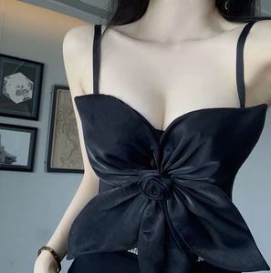 5869 # nouveau pur désir célébrité tempérament royal <span class=keywords><strong>soeur</strong></span> satin jarretelle fleur en trois dimensions minceur polyvalent <span class=keywords><strong>gilet</strong></span> haut - Product Image 1