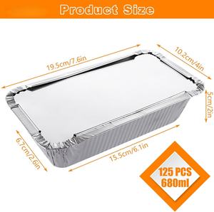50 100 200 Pack Wholesale Silver Thickened Disposable Aluminum <b>Foil</b> <b>Takeaway</b> Food Packaging <b>Containers</b> - Product Image 2