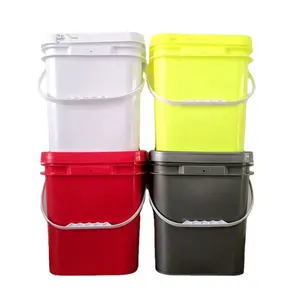 厂家销售12L方形芝麻酱塑料桶带盖和手柄食品包装桶