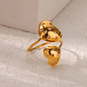 宏通D1-84不锈钢戒指18k镀金心形几何简约设计时尚饰品 - Product Image 2