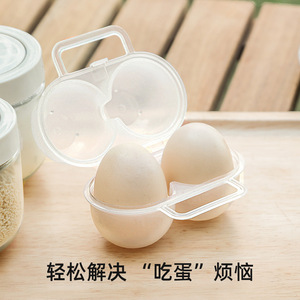 Caja de almacenamiento de huevos portátil, bandeja de huevos de plástico a prueba de golpes con 2 compartimentos para viajes y acampadas, uso al aire libre - Product Image 3