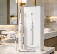 Brosse à dents électrique sonique vibrante de voyage, brosse à dents électrique rechargeable par USB, 6 modes, tête de remplacement pour éliminer les taches et la plaque dentaire