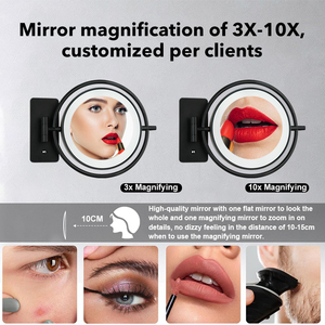 Beauté en acier inoxydable noir maquillage maquillage rond salle de bain LED vanité miroir intelligent avec lumières - Product Image 4