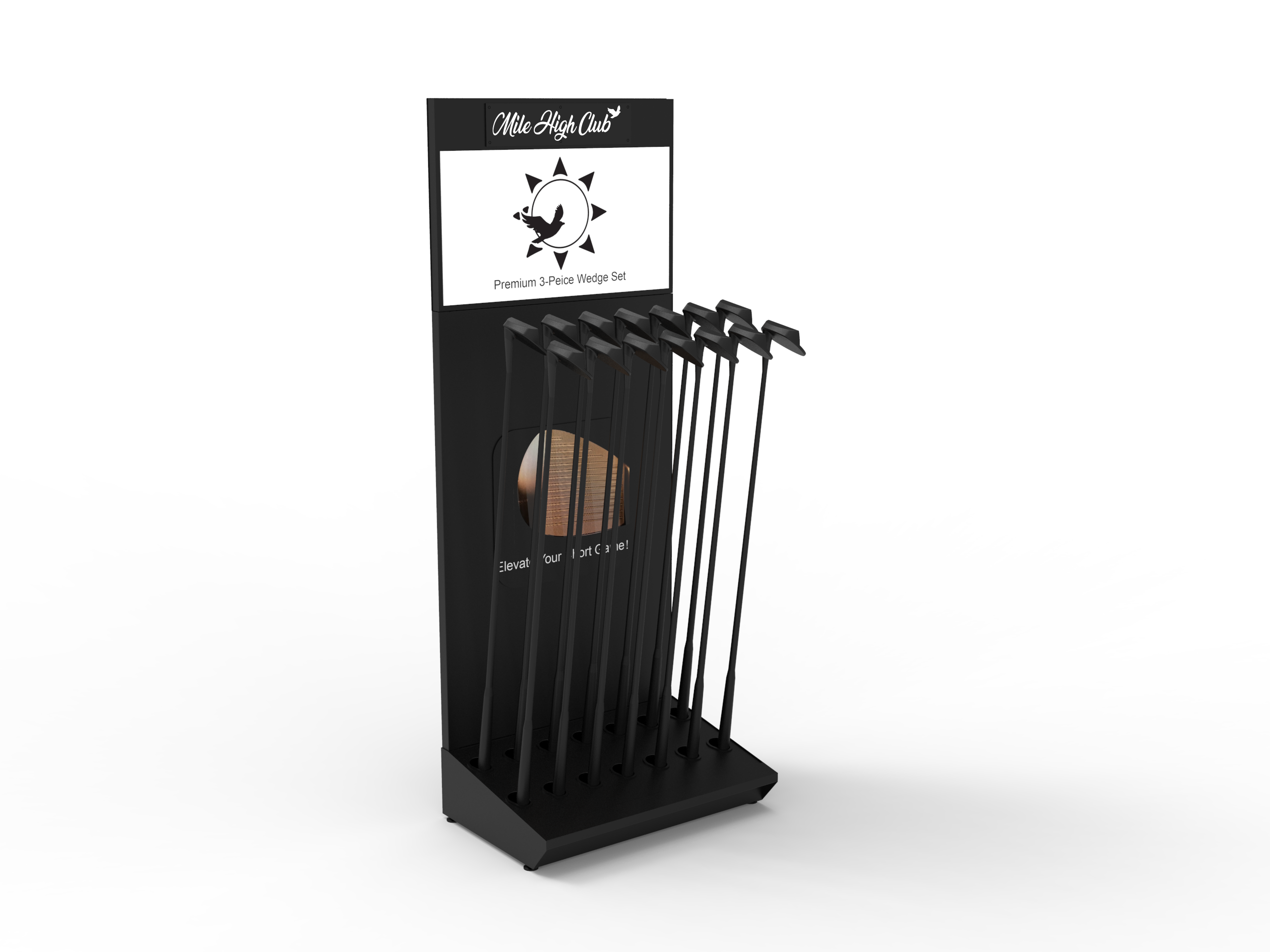 Customized Metal Golf Wedge Display Stand 3 Piece Set Organizer for Golf Shops & Retail Store — view 3