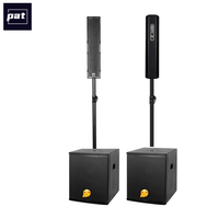 PAT V445 Enceinte colonne en bois 4x4,5 pouces avec caisson de basses actif 15 pouces, système d'enceintes colonne actives au néodyme avec audio haute résolution