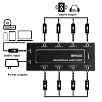 Pemisah Audio 1/8 8 arah, kotak pemisah Aux Multiport 3.5mm untuk instrumen, Keyboard, headphone, Monitor Studio, Speaker