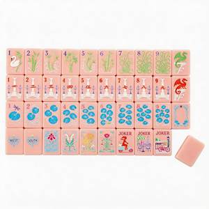 2026 Luxe 160 Pièces de Mahjong Américain à Couche Unique, Gravées au Jade, Durables, Écologiques, en Acrylique Rose, pour Fêtes, Cadeau Élégant - Product Image 4