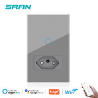 Interruptor Táctil Inteligente con Enchufe Brasileño, Panel de Vidrio Templado, 16A, Control por WiFi con la Aplicación Tuya, Venta Directa de Fábrica
