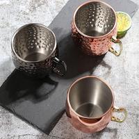 Vente chaude Moscou Mule Cup 304 Acier Inoxydable Cuivre-Plaqué Martelé Verre À Vin Classique Cocktail et Tasse Drinkware