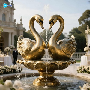 Romantik Büyük Ölçekli Modern Soyut Sanat Dev Bronz Kuğu Kalp Heykeli Çeşmesi Dış Mekan Dekorasyonu İçin - Product Image 6