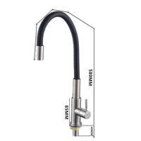 Robinet de cuisine flexible en silicone noir, chaud et froid, mitigeur à col pivotant réglable