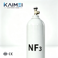 Cilindro de Gas de Trifluoruro de Nitrógeno NF3 de Grado Electrónico 99.99% 4N, Acero, 47L, 20kg, Válvula DISS640, Estándar ISO9809, UHP