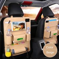 Organisateur de rangement suspendu pour siège arrière de voiture en cuir PU durable, pour tablette, téléphone, mouchoirs, bouteille d'eau