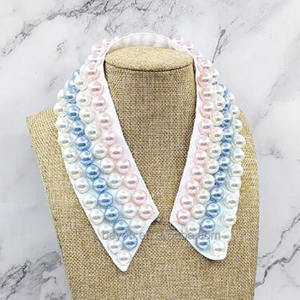 Collar de perlas JJ JJOA hecho a mano de fábrica, accesorios de cuello desmontable rosa y azul <span class=keywords><strong>para</strong></span> mujer, Collar falso Jack Jill Inc - Product Image 1