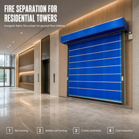 Porte à enroulement coupe-feu en tissu inorganique, conforme aux normes d'inspection incendie, isolation thermique pour atelier, centre commercial, entrepôt, vente en gros