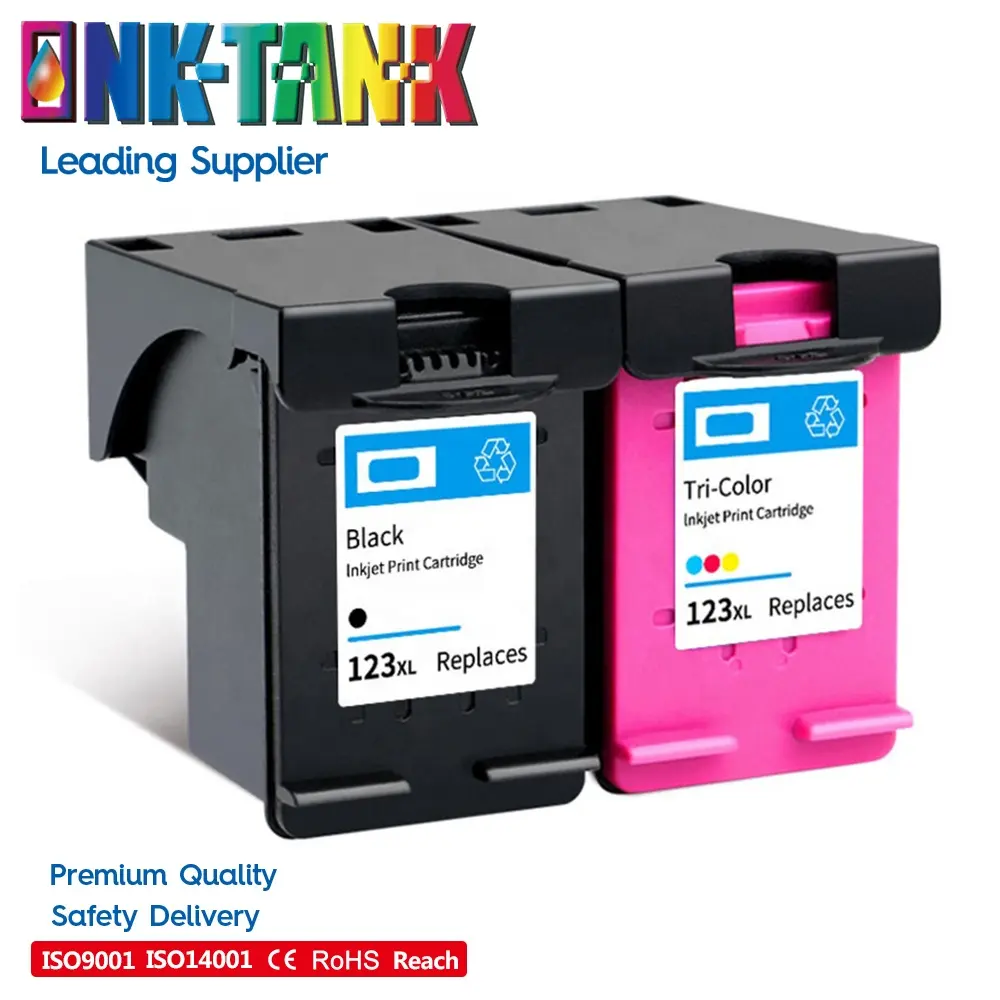 Printer Cartridges Hp123 INK-TANK 123 XL 123XL Black Premium Remanufactured Color InkJet Ink Cartridge For HP123XL For HP123 For HP Deskjet 2130 Printer