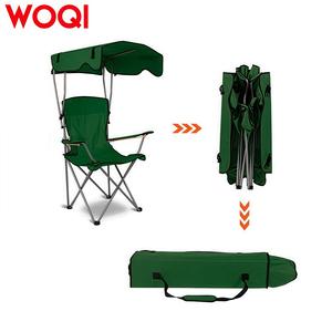 Silla Plegable Woqi con Parasol, Silla de Playa Portátil Verde con Reposabrazos y Portavasos para Uso en Exteriores - Product Image 3