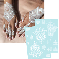 Nouveauté Tatouage Éphémère Étanche Lumineux Henné Dentelle Blanche Décoration Corps
