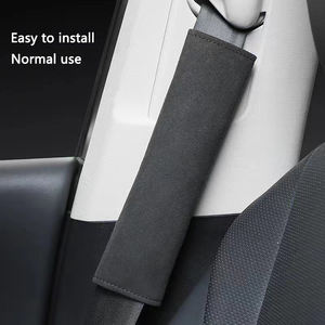 超柔软毛茸茸的黑色汽车安全带套超长翻盖带垫成人儿童加厚汽车安全带垫升级版汽车 - Product Image 4