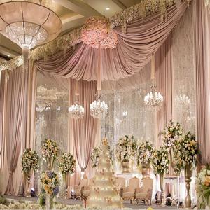 Giá Rẻ 3M * 3M Màu Hồng Tán Tiệc Hội Trường Giường Backdrop Trắng Tulle Lưới Trang Trí Trở Lại Bức Màn Giọt Đám Cưới - Product Image 5