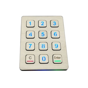 Clavier matriciel rétroéclairé numérique personnalisé 3x4, étanche, en acier inoxydable, pour extérieur - Product Image 1