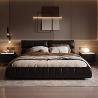 Lit king-size en cuir italien chinois moderne minimaliste, extensible et pliable, pour chambre principale