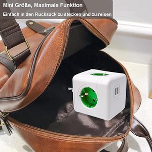 Adaptador de Enchufe 6 en 1, Cubo de Enchufes Múltiples sin Cable, Regleta de Enchufes Europeos con 2 USB-A - Product Image 5