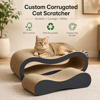 Lit de repos en papier écologique pour chats d'intérieur, grand format, durable, design réversible, avec logo personnalisé, pour chat noir, 2 en 1, griffoir inclus