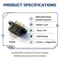 Connecteur mâle-femelle MPX 2+9 plaqué or 9+2 broches à déconnexion rapide, boîtier noir, pour batterie de drone, avion RC, servo, alimentation et signal