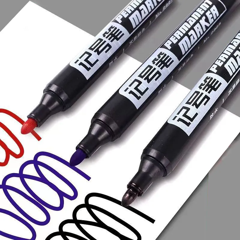 Con inchiostro Non tossico indicatore di buon prezzo Logo personalizzato nero/blu/rosso 3 colori senza cancellazione vernice oleosa impermeabile pennarello permanente