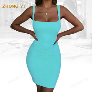 Usine en gros personnalisé femmes été mode dos nu Sexy Wrap néon sans manches Jurk Dames Club fête moulante Mini robe - Product Image 2