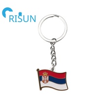 Usine serbe Belgrade voyage Souvenir porte-clés personnalisé métal doux émail dur serbie carte drapeau pendentif breloques porte-clés porte-clés