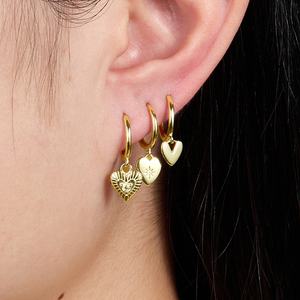 Роскошные 18-каратные Позолоченные 925 стерлингового серебра длинные серьги-кольца в форме сердца в форме любви оригинальные циркониевые Ювелирные изделия Подарки - Product Image 2