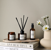 Ensemble bougie parfumée et diffuseur à bâtonnets en cire de soja AIKUN, marque privée, pour coffret cadeau de parfum d'ambiance de luxe, logo personnalisé, vente en gros usine