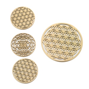 Yiwu Aceon Acero inoxidable hueco filigrana ilustraciones personalizadas corte láser geometría flor de la vida moneda sagrado gran colgante de gran tamaño - Product Image 1