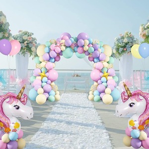 Ballons d'anniversaire licorne HLC, ballons en aluminium de 40 pouces, grande taille, pour baby shower, macarons violets et roses, guirlande de bannière de fond - Product Image 3