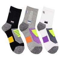 Chaussettes de sport de basket-ball pour hommes avec logo personnalisé Conception antidérapante avec coussin en coton épais respirant Automne Crew High Knitted