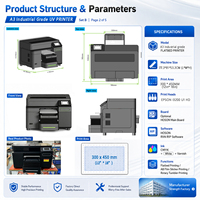 Mesin Printer A3 I3200 Head 12inch UV DTF dengan Sistem CCD untuk Transfer Stiker Flatbed, Printer Film UV DTF untuk Kaca