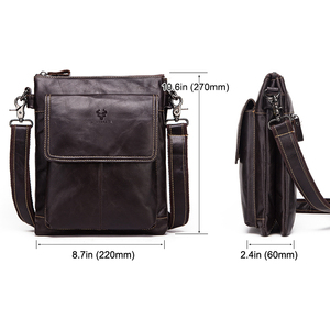 Sacoche Messager Classique Rigide en Cuir Véritable pour Homme, Grande Capacité pour Ordinateur Portable, avec Fermeture Éclair, Portable, de Luxe - Product Image 3