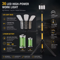 Tour d'éclairage LED télescopique portable 108W, projecteur mobile rechargeable sur trépied, lampe de travail d'urgence pour usage extérieur