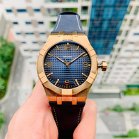 Montre automatique pour homme, boîtier de 42 mm, cadran Paris Stud, aiguilles luminescentes, bracelet en cuir