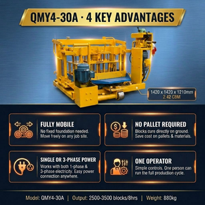 Máquina móvil QMY4-30a para fabricar ladrillos huecos y sólidos, adoquines y bloques de cemento de bajo costo, <span class=keywords><strong>manual</strong></span>. - Product Image 5