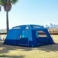 Carpa Familiar Extra Grande para 10-12-14 Personas, 2 Habitaciones, 3 Puertas/Ventanas de Malla, Paredes Rectas de 1500 mm, Impermeable, Doble, para Camping
