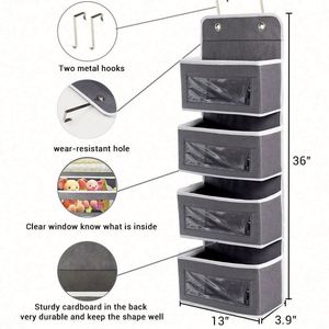 Organisateur suspendu pour porte, 4 pochettes transparentes, sac de rangement, organisateur mural suspendu pour enfants - Product Image 5